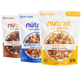 NuTrail Nut Granola Variety Pack shown on the box front highlights keto-friendly options.