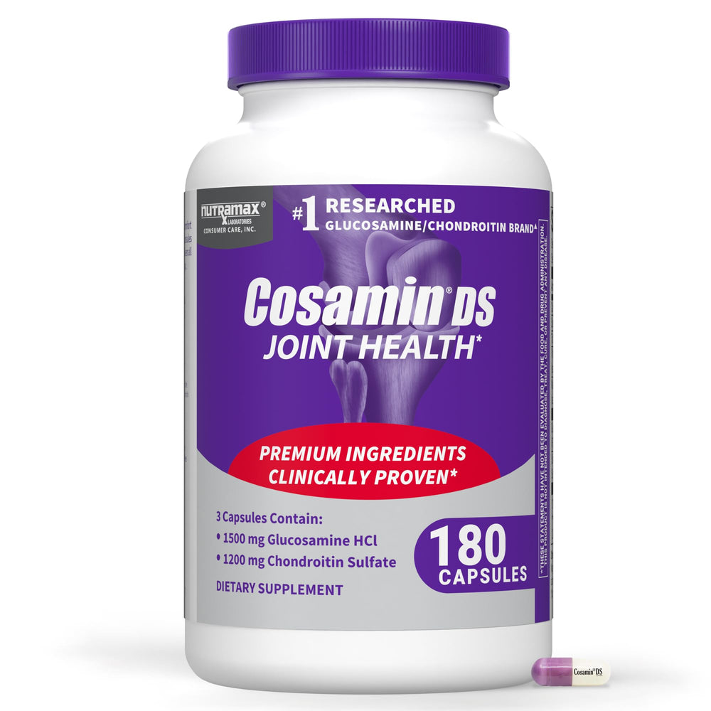 Nutramax Cosamin DS bottle front highlighting joint health support for adults.