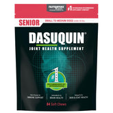 Nutramax Dasuquin soft chews packaging highlighting joint support for senior dogs.