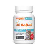 Nutramax Imuquin bottle label highlighting immune support for cats.