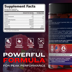 Nutraonda pre-workout gummies berry closeup highlights chewy texture and flavor.