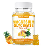 Nutravita Magnesium Glycinate Gummies bottle with mango pineapple flavor for daily calm and focus