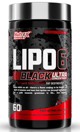 Nutrex Lipo-6 Black Ultra Concentrate capsules for potent fat burning and sustained energy.