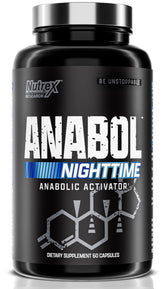 Nutrex Research Anabol PM bottle shows nighttime recovery and sleep support