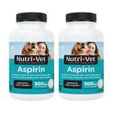 Nutri-Vet Aspirin chews for large dogs bottle label highlights 300 mg for aging joints
