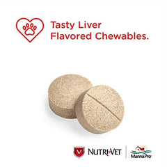 Nutri-Vet Aspirin chews for large dogs chews in dish highlight liver flavor for easy administration