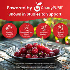 Nutriana tart cherry capsules close-up highlighting cherry extract potency