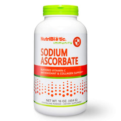 NutriBiotic sodium ascorbate bottle with cap for easy daily immune support.