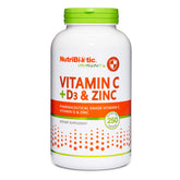 NutriBiotic Vitamin C D3 Zinc bottle promotes daily immune support.