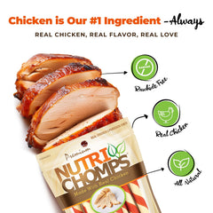 NutriChomps oven roasted chicken flavor chews appealing to dogs