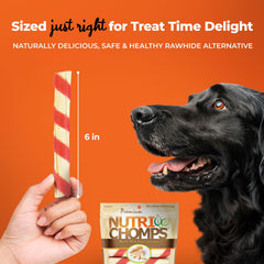 NutriChomps pork skin base chew, durable texture for longer chewing