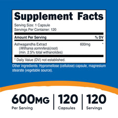 Close-up of Nutricost Ashwagandha capsules for convenient daily support.