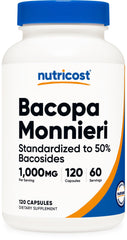 Nutricost Bacopa Monnieri 1000mg capsules in a bottle for daily use