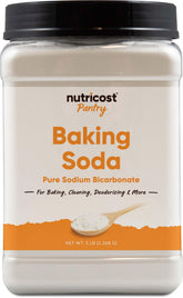 Nutricost Baking Soda 5lbs bottle for versatile cooking, cleaning, and deodorizing.