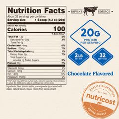Nutricost beef protein isolate chocolate scoop ideal for quick post-workout shakes