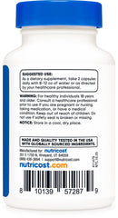 Nutricost Berberine HCl ingredients panel showing clean formula.