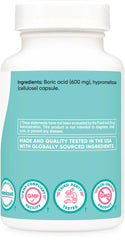 Nutricost boric acid packaging with clear labeling and product details.
