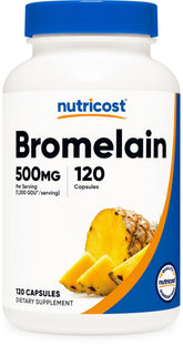 Nutricost Bromelain 500mg bottle for easy daily supplementation.