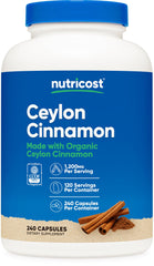 Nutricost Ceylon Cinnamon capsules bottle pour for easy daily dosing
