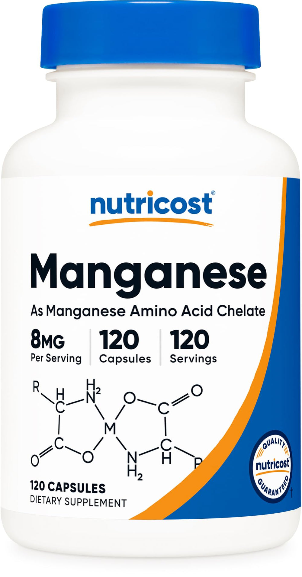 Nutricost manganese bottle showing 8 mg per serving