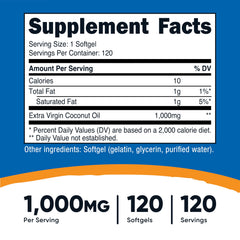 Nutricost coconut oil softgels with serving spoon for easy daily dosage