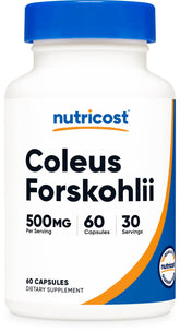 Nutricost Coleus Forskohlii 500mg bottle: easy daily supplement for consistent routines.