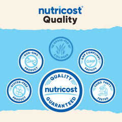 Nutricost collagen peptides powder in a glass shows smooth mixability.
