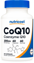 Nutricost CoQ10 200mg bottle ready for daily supplementation.