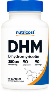 Nutricost DHM capsules bottle front highlights vegan, gluten-free wellness support