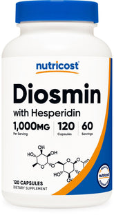 Nutricost Diosmin with Hesperidin bottle and capsules, vegan-friendly supplement