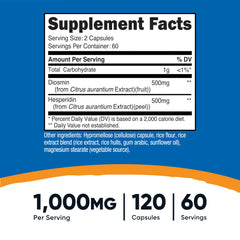 Nutricost Diosmin with Hesperidin capsules close-up showing 1000mg serving
