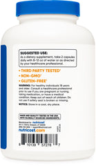 Nutricost Echinacea bottle label highlighting non-GMO and gluten-free status.