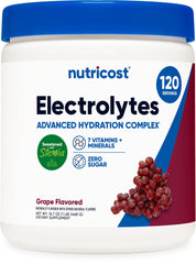 Nutricost Electrolyte Complex grape powder tub for daily hydration