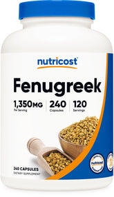 Nutricost Fenugreek Seed 1350mg bottle with 675mg capsules for daily use