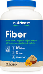 Nutricost Fiber Capsules bottle showing 60 servings for convenient daily fiber support.