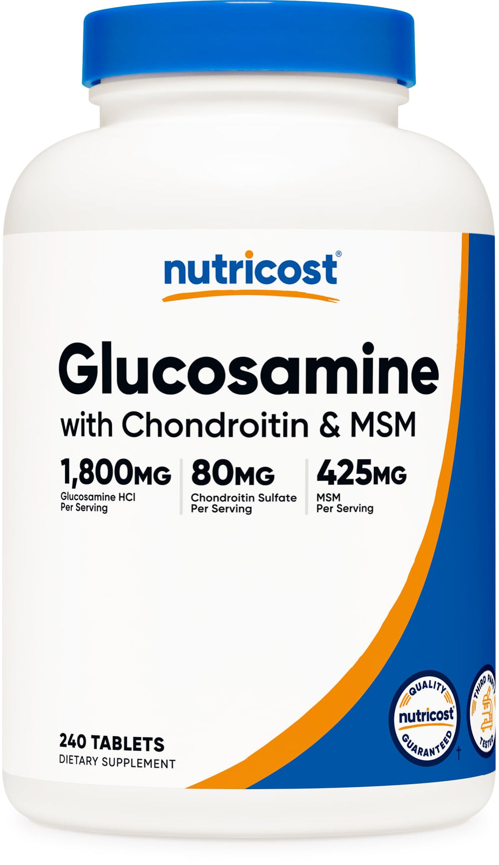 Nutricost Glucosamine 1800mg bottle front view indicating daily joint maintenance potential