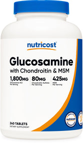 Nutricost Glucosamine 1800mg bottle front view indicating daily joint maintenance potential