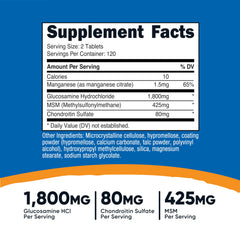 Nutricost Glucosamine 1800mg tablets with chondroitin and MSM close-up for joint support