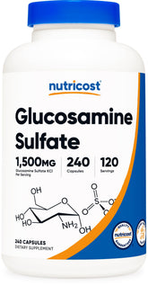 Nutricost Glucosamine Sulfate 1500mg bottle front view for daily joint support