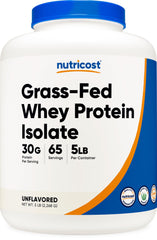 Nutricost Grass-Fed Whey Isolate front packaging highlighting high-quality protein for shakes
