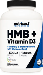 Nutricost HMB 1500mg bottle for daily training support.