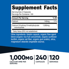 Nutricost HMB capsules close-up showing easy dosing.