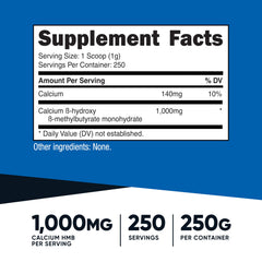 Nutricost HMB powder with scoop in container shows convenient daily serving.