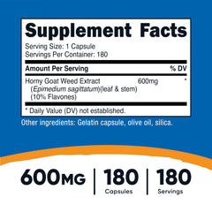 Nutricost Horny Goat Weed capsules pack highlighting convenient daily capsule