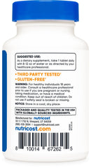 Nutricost Kelp Tablets packaging label highlighting non-GMO and gluten free