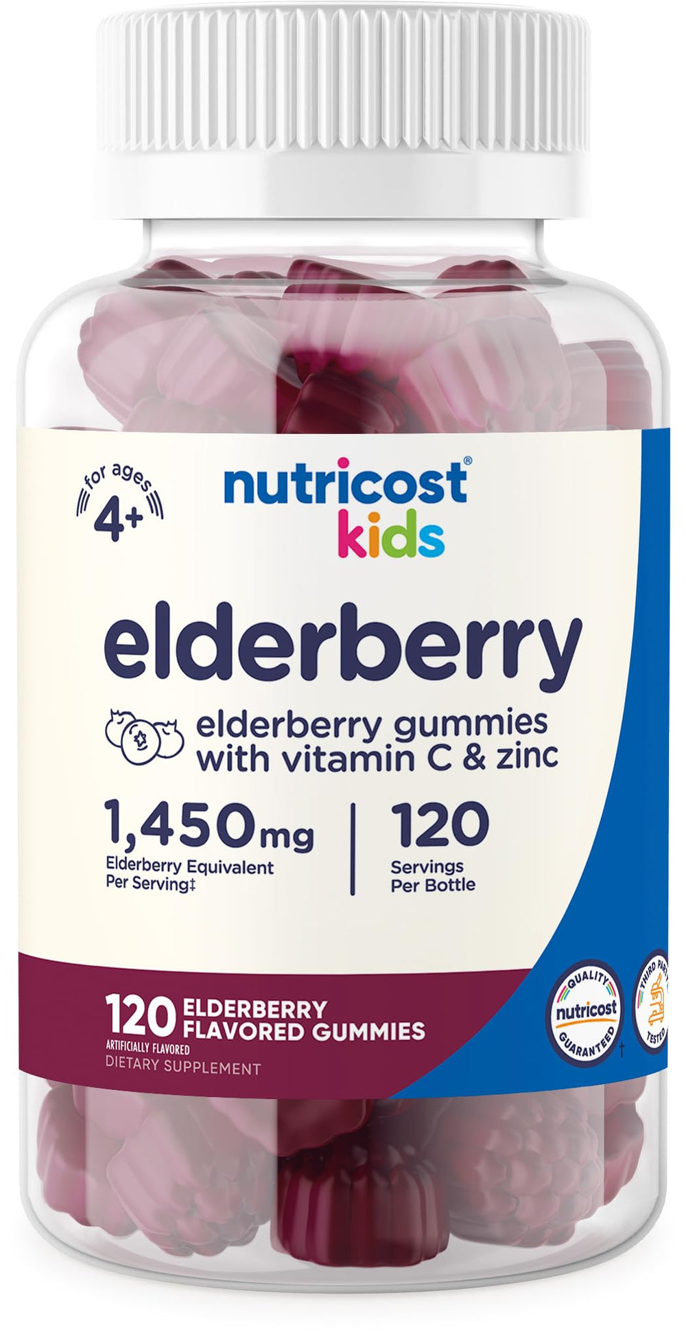 Nutricost Kids Elderberry Gummies bottle shown for daily immune support