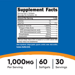 Nutricost Krill Oil 60-softgel pack highlights convenient daily omega-3 support.