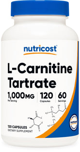 Nutricost L-Carnitine Tartrate bottle with label signaling quality packaging