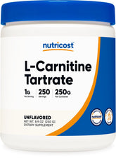 Nutricost L-Carnitine Tartrate Powder bottle ready for workouts.