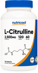 Nutricost L-Citrulline 2500mg bottle front view for convenient supplementation
